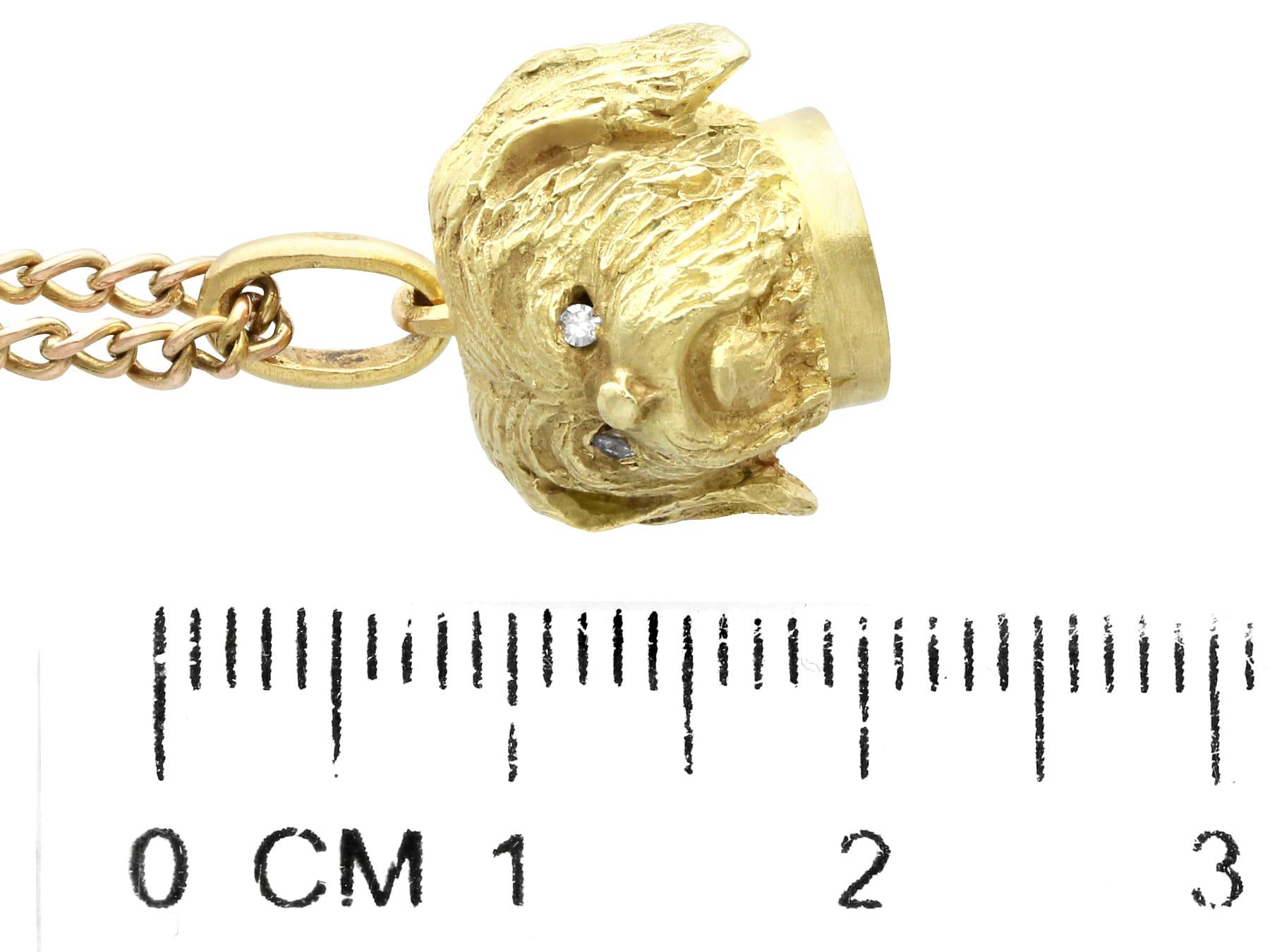 Antique Diamond and 18k Yellow Gold Dog Pendant For Sale 2