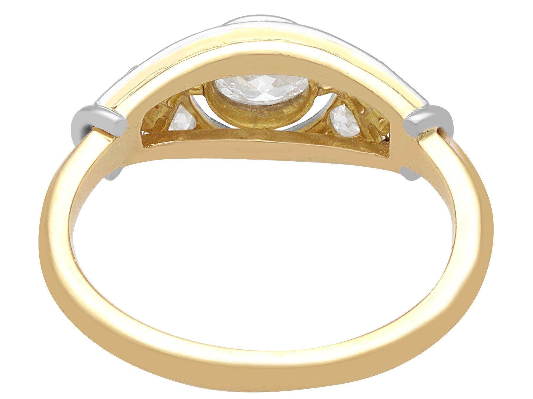 Antique 0.83 Carat Diamond and 18k Yellow Gold Solitaire Ring, Circa 1920s In Excellent Condition For Sale In Jesmond, Newcastle Upon Tyne