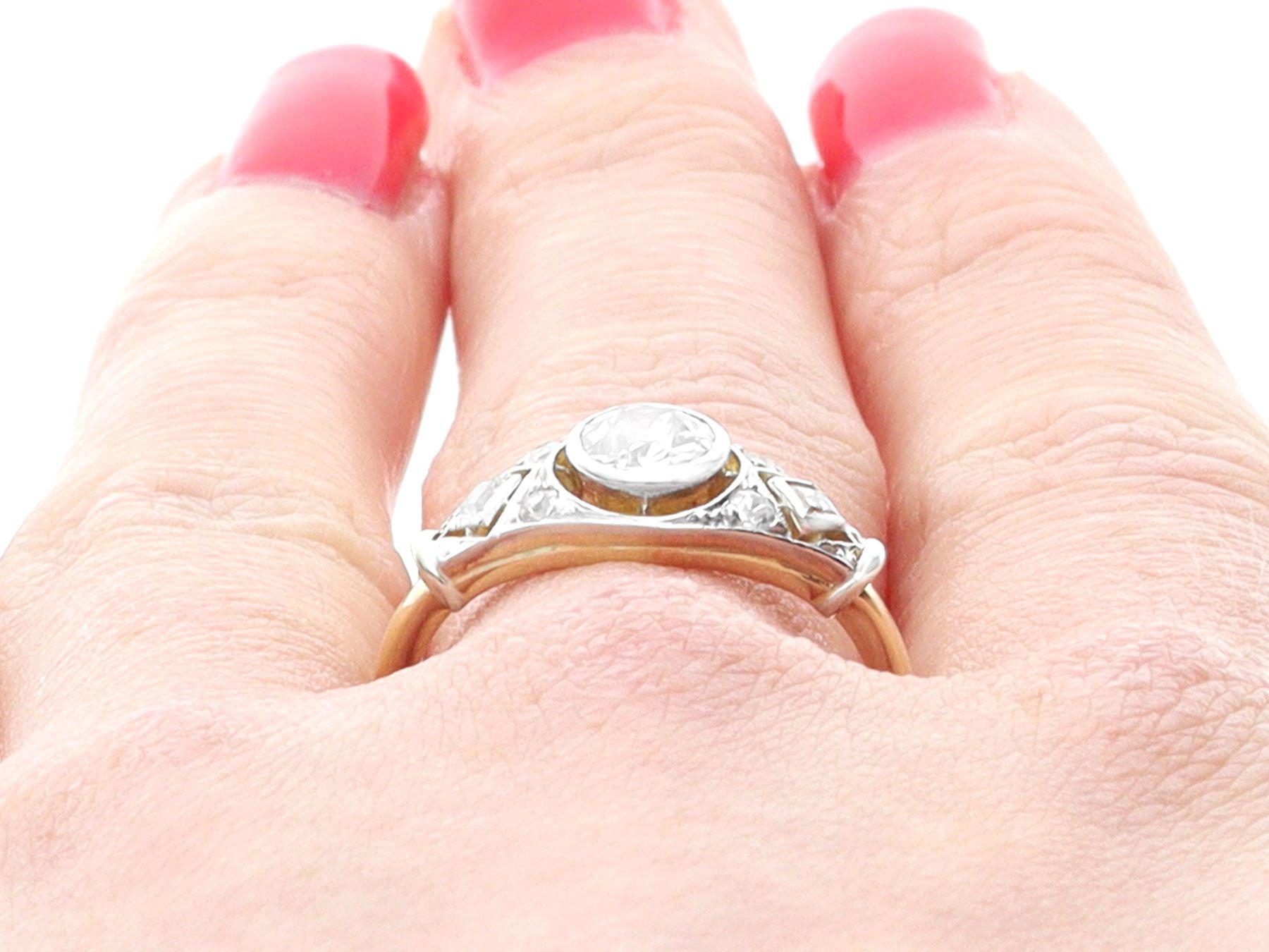 Antique 0.83 Carat Diamond and 18k Yellow Gold Solitaire Ring, Circa 1920s For Sale 3