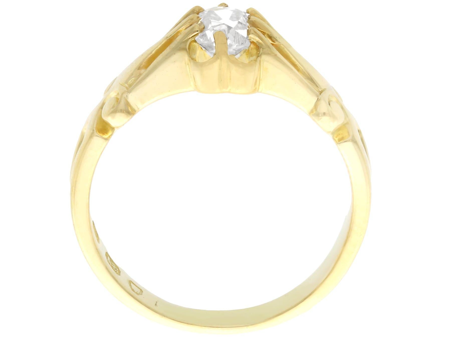 Antique Diamond and 18K Yellow Gold Solitaire Ring For Sale 1
