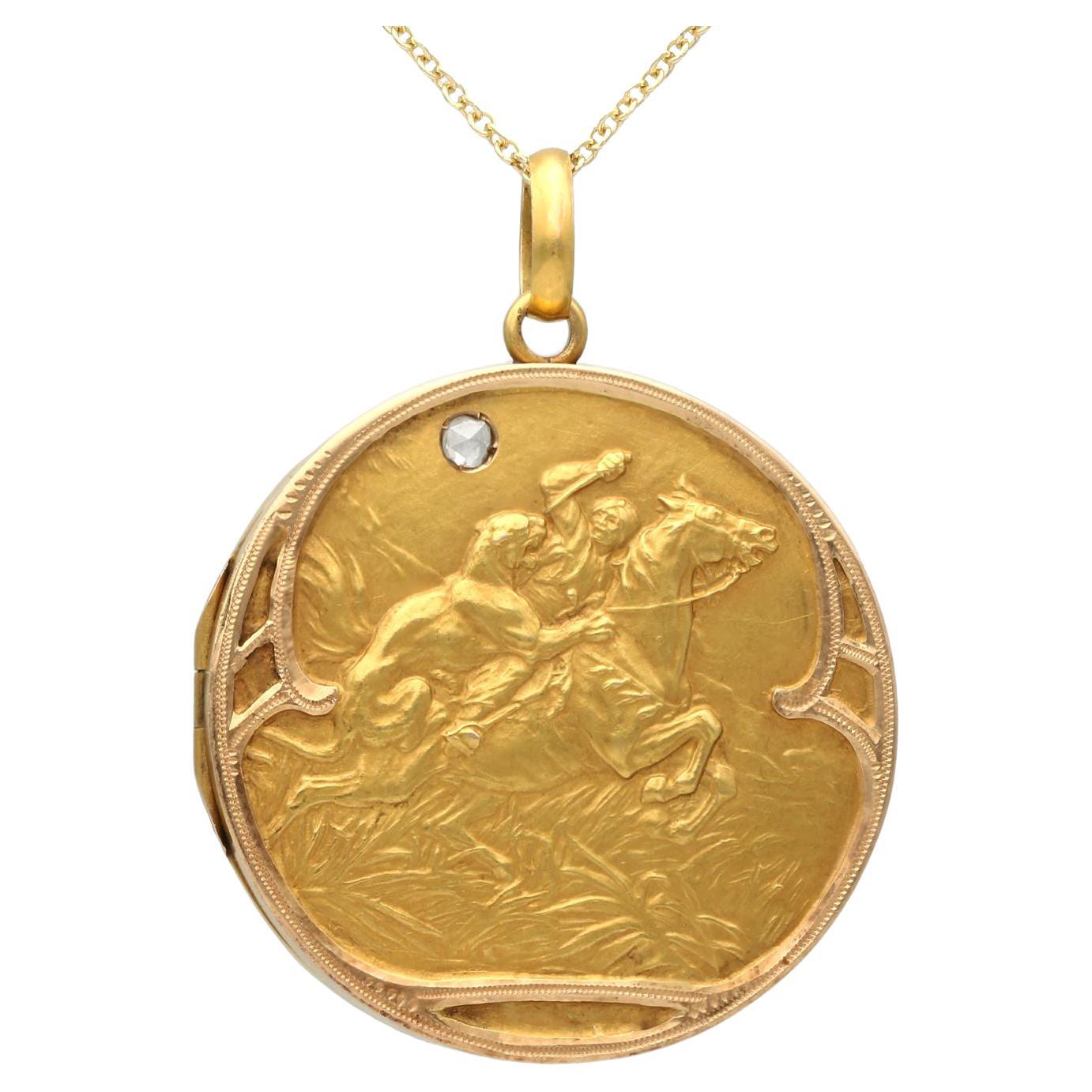 Antique Diamond and 21k Yellow Gold Locket