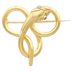 Antique Diamond and 22k Yellow Gold Snake Brooch / Pendant Circa 1890