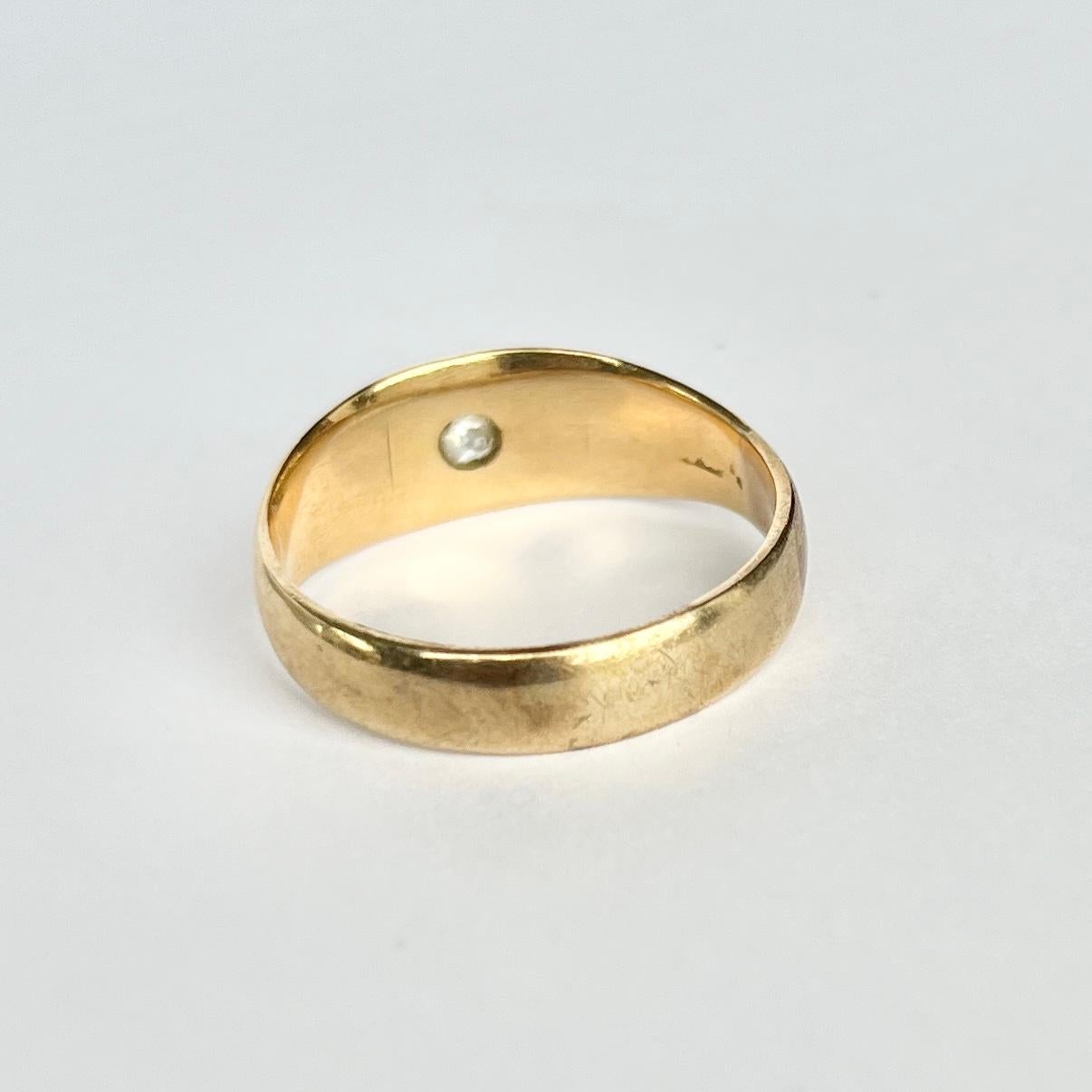 Old Mine Cut Antique Diamond and 9 Carat Gold Star Setting Band