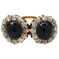 Antique Diamond and Black Onyx Halo Ring
