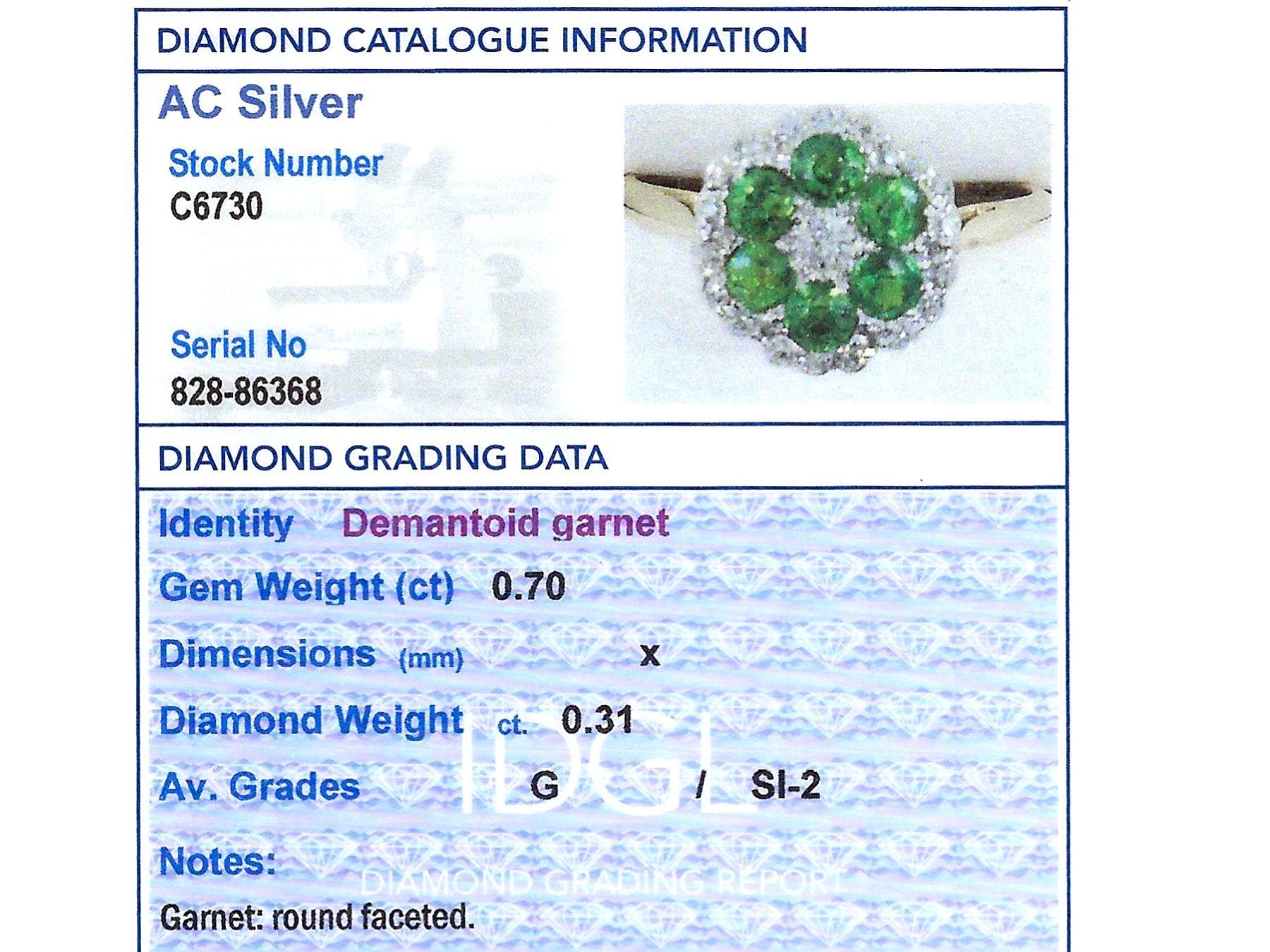 Antique Diamond and Demantoid Garnet Yellow Gold Cocktail Ring Circa 1910 For Sale 5