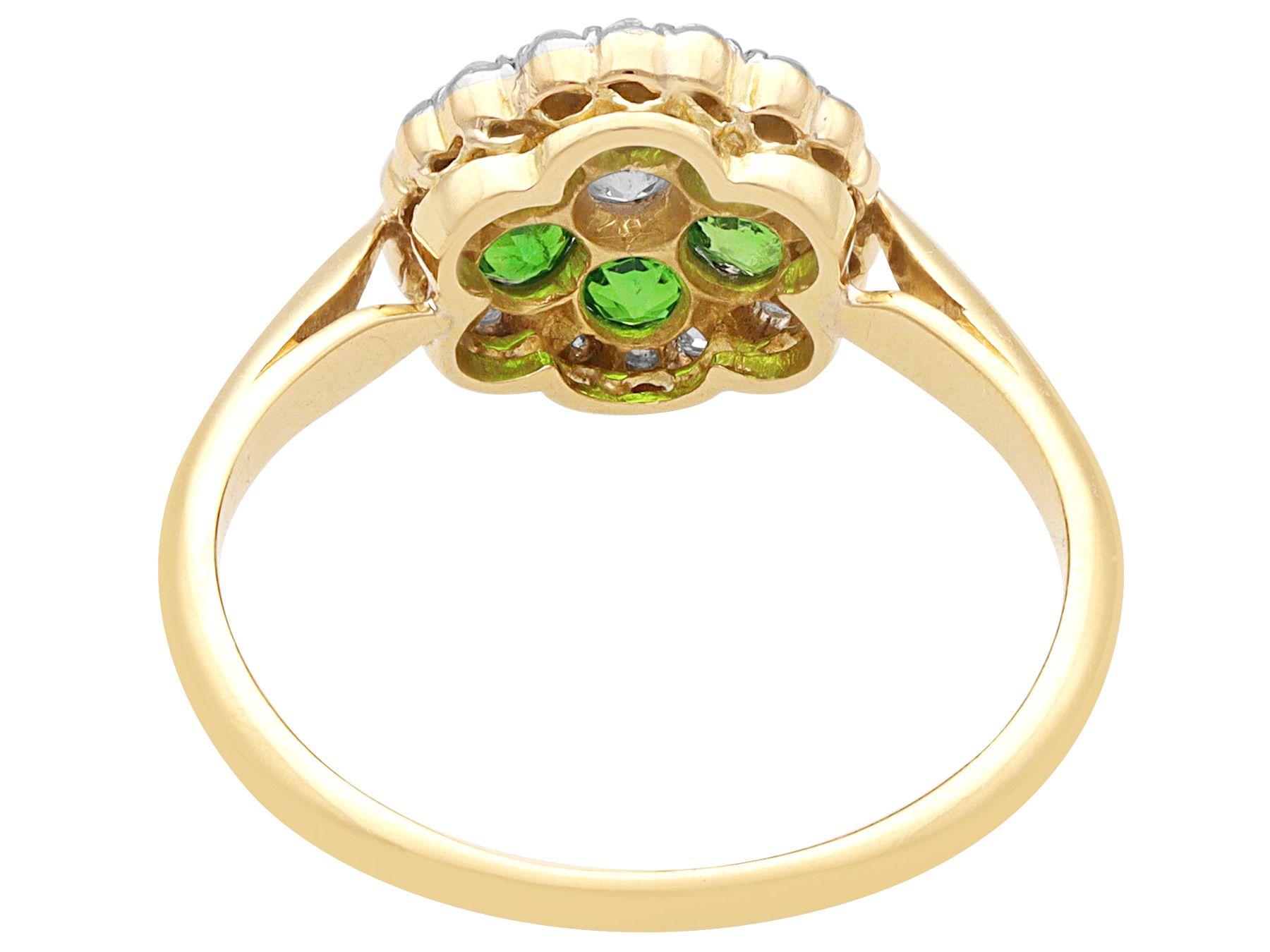 Antique Diamond and Demantoid Garnet Yellow Gold Cocktail Ring Circa 1910 In Excellent Condition For Sale In Jesmond, Newcastle Upon Tyne