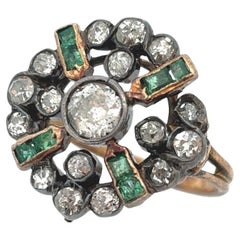 Antiker Diamant- und Smaragdring