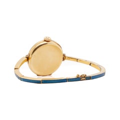 Antique Diamond and Enamel 18 Carat Yellow Gold Art Deco Round Wristwatch