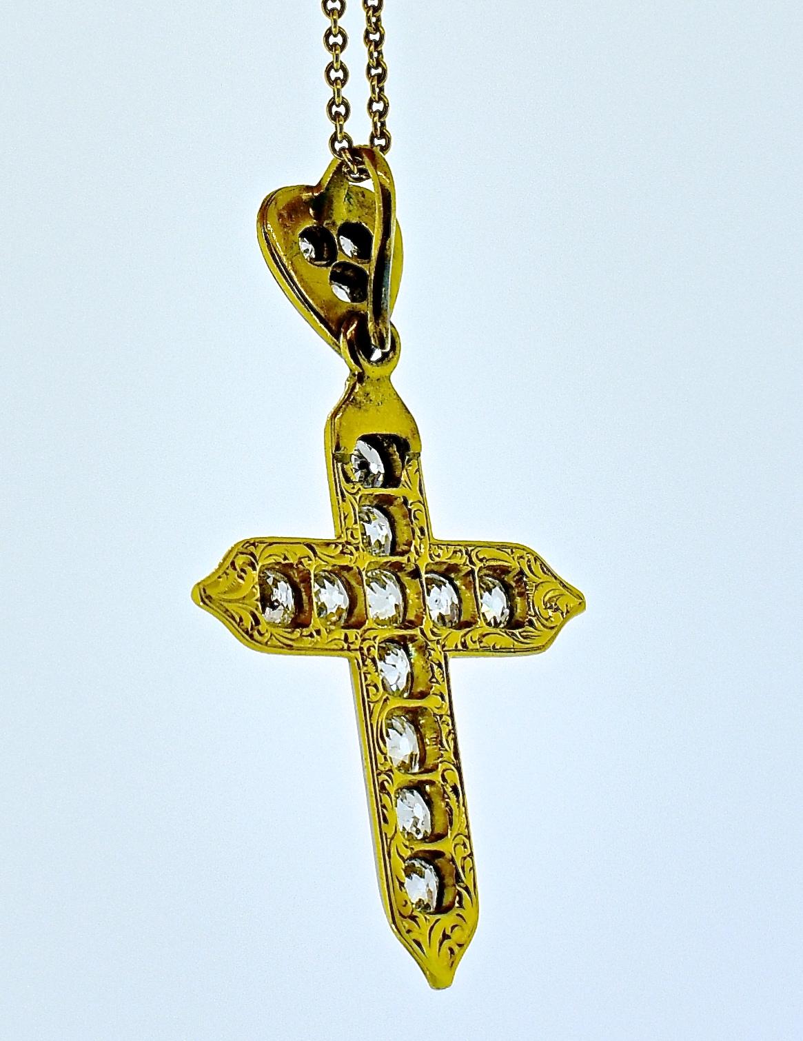 Women's or Men's Antique Diamond and Enamel Cross, circa 1870