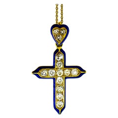 Antique Diamond and Enamel Cross, circa 1870