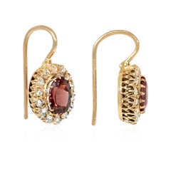 Antique diamond and garnet cluster earrings