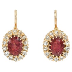 Antique diamond and garnet cluster earrings