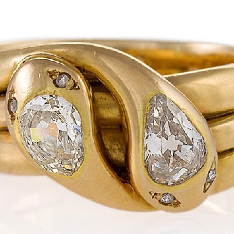 antique gold snake ring