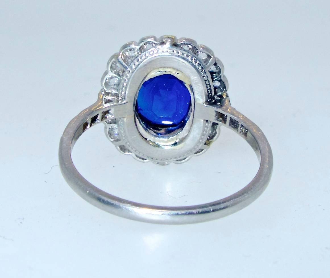 Edwardian Antique Diamond and Natural Unheated Fine Sapphire Ring