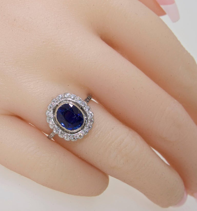 Antique Diamond and Natural Unheated Fine Sapphire Ring For Sale at ...