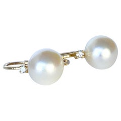 Antique Diamond and Pearl 9 Carat Gold Earrings