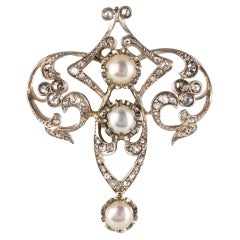 Antique Diamond and Pearl Brooch