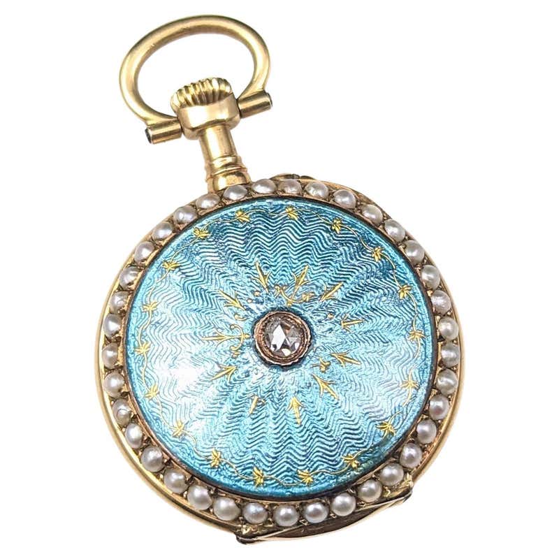 Gold and Guilloche Enamel Lady Bug Brooch Watch, circa 1800s For Sale