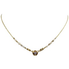 Antike Halskette mit Diamanten und Perlen