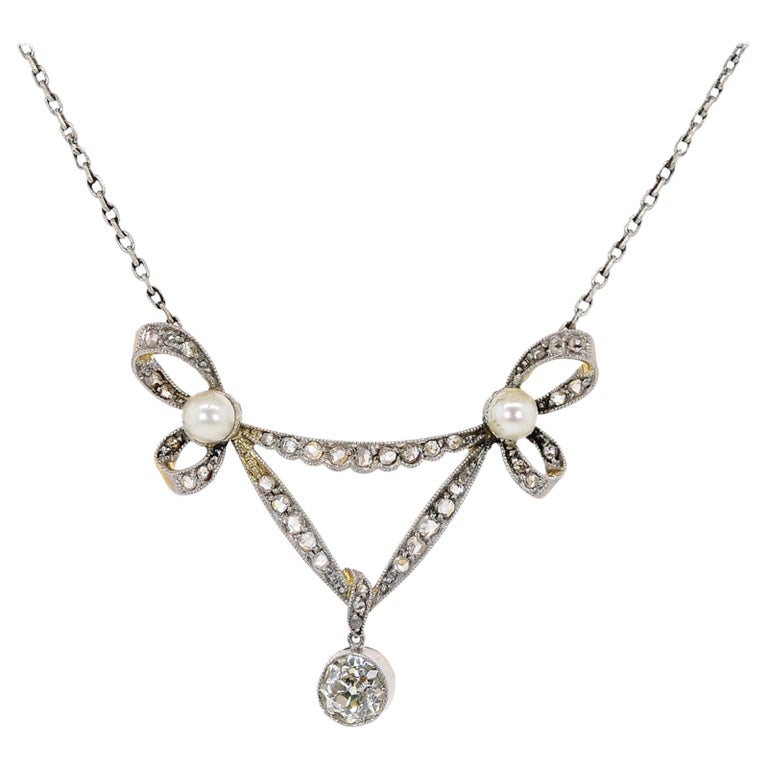 Antique Diamond and Pearl Pendant For Sale at 1stDibs