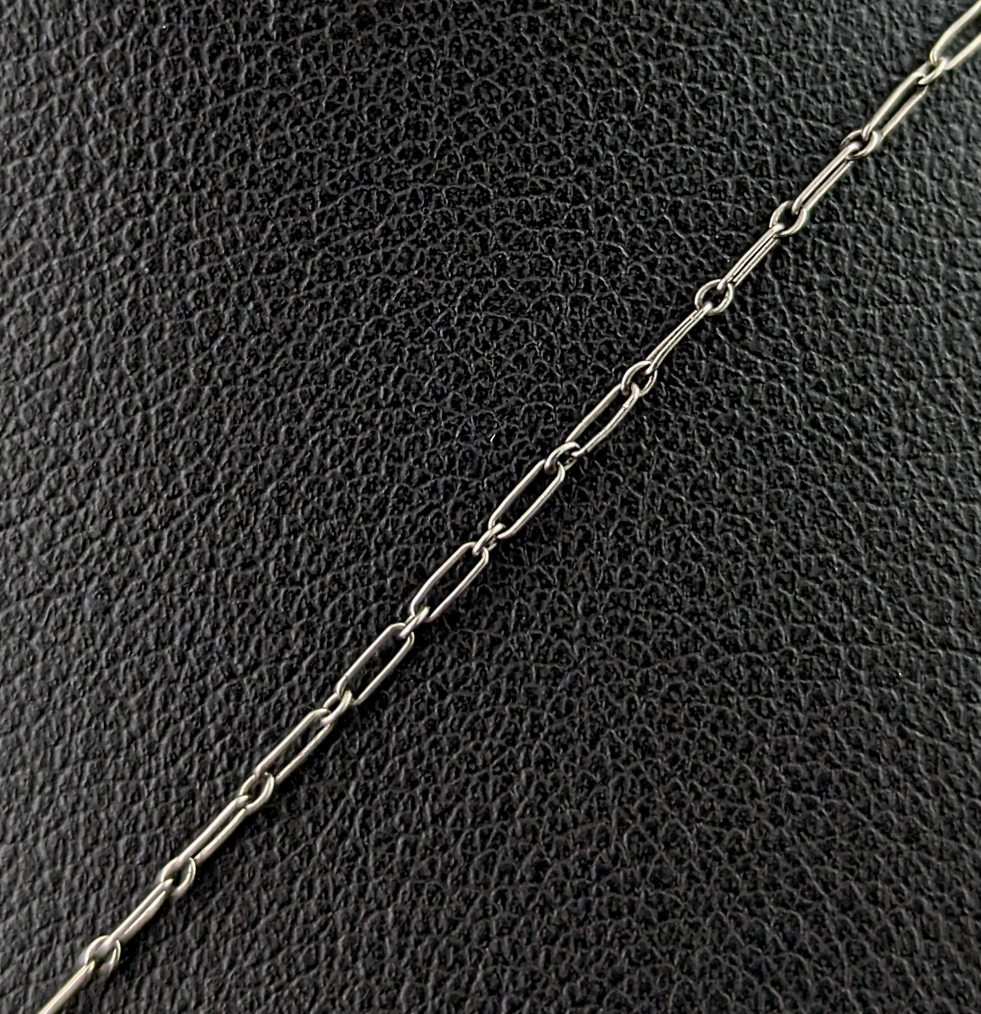 Antique Diamond and Pearl pendant necklace, Edwardian For Sale 3