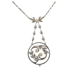 Antique Diamond and Pearl pendant necklace, Edwardian