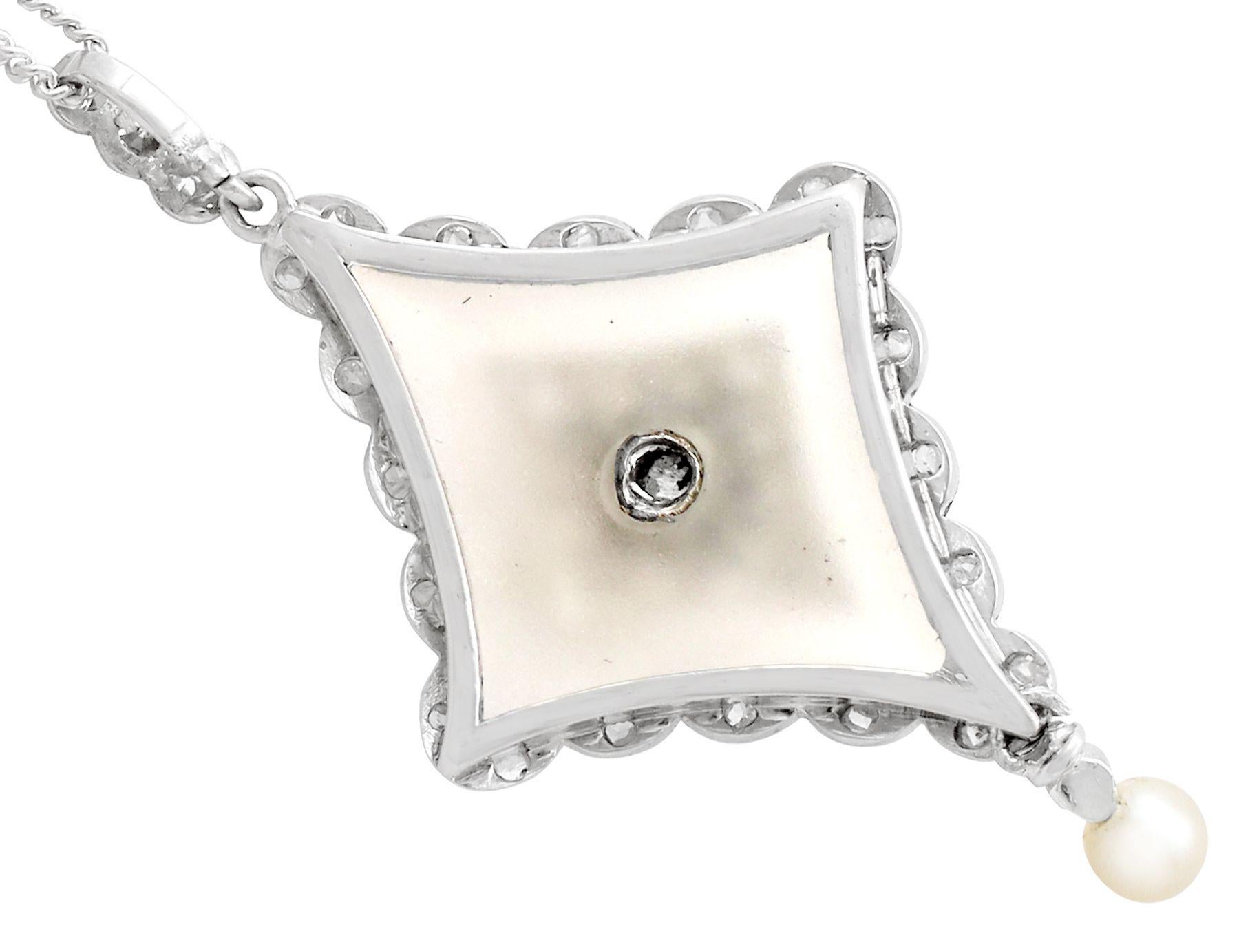 Antique Diamond and Pearl Rock Crystal and White Gold Pendant, circa 1910 In Excellent Condition In Jesmond, Newcastle Upon Tyne