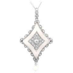Antique Diamond and Pearl Rock Crystal and White Gold Pendant, circa 1910