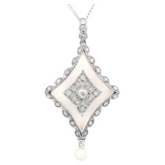 Antique Diamond and Pearl Rock Crystal and White Gold Pendant, Circa 1910