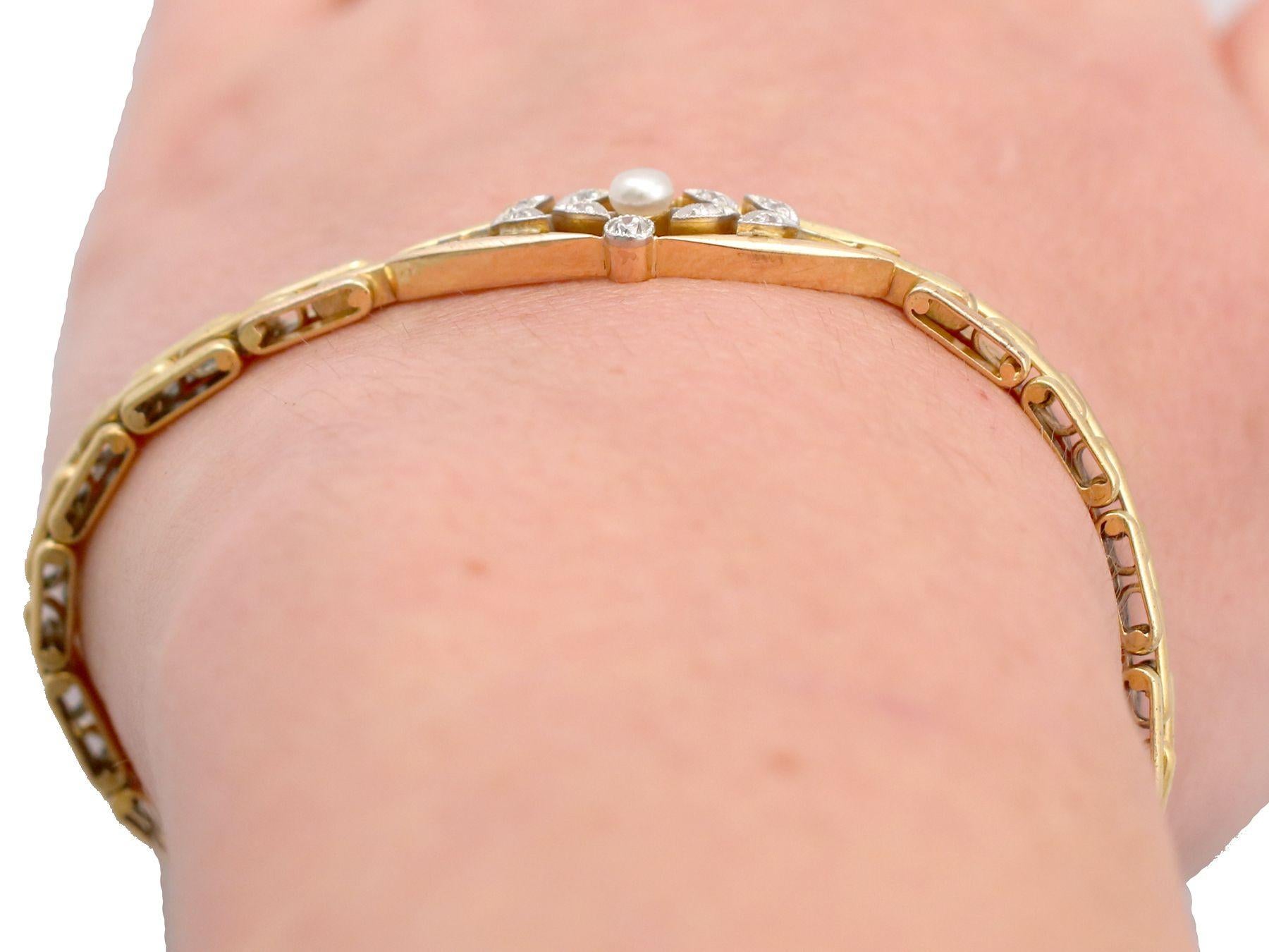 Antique Diamond and Pearl Yellow Gold Bracelet 3