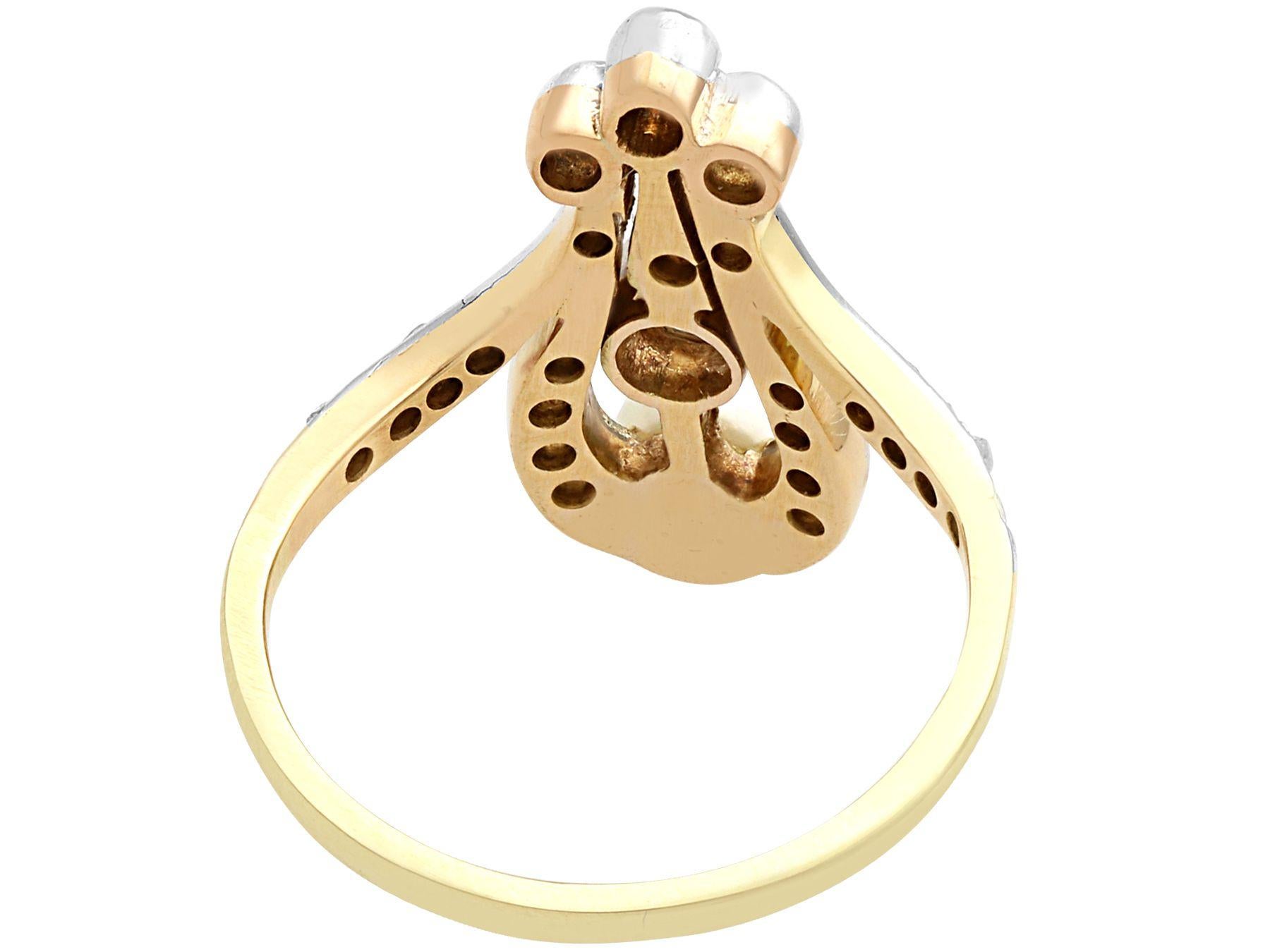 Antiker Diamant- und Perlen-Gelbgold-Kleiderring, Jugendstil (Rundschliff) im Angebot