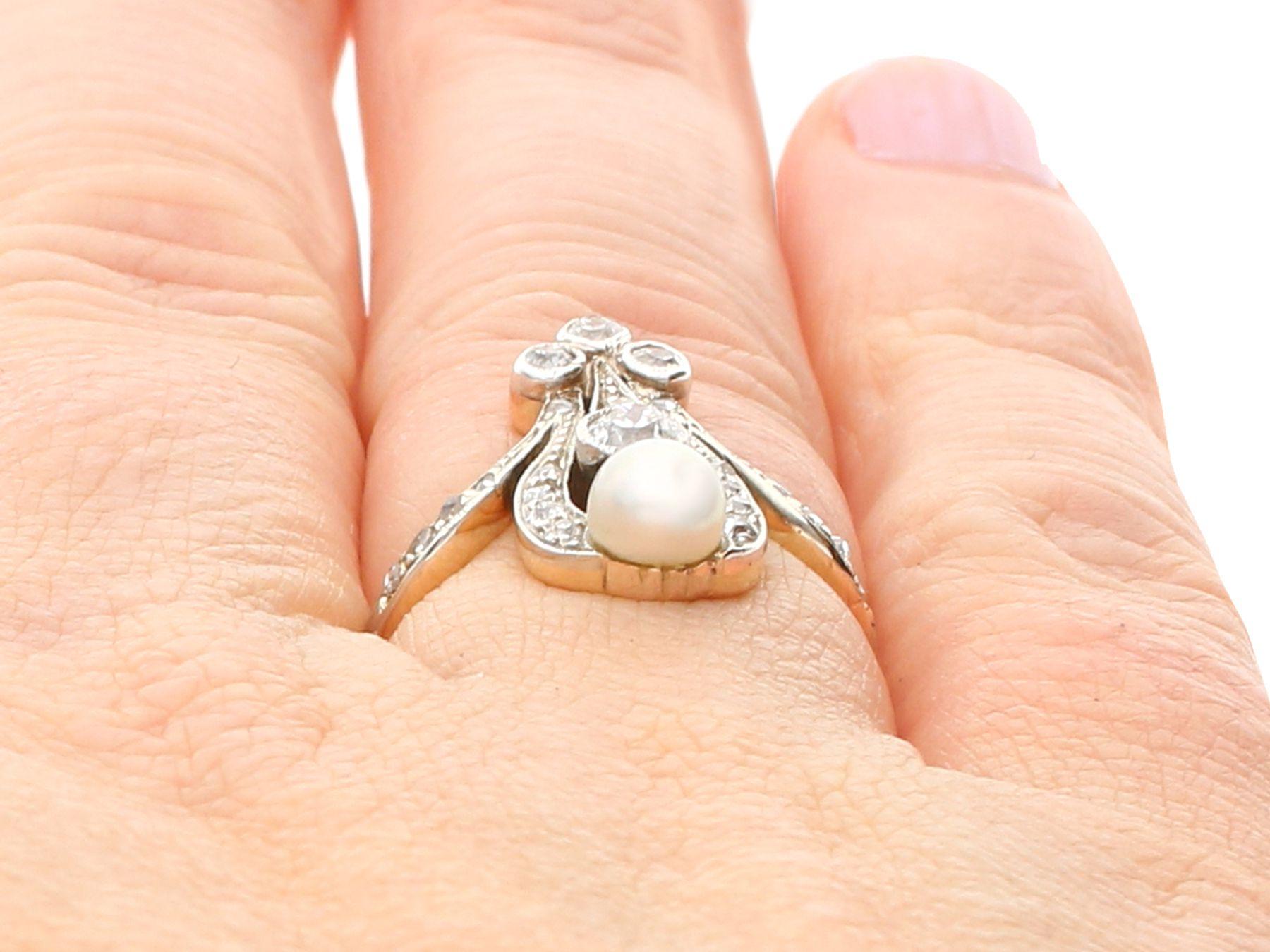 Women's Antique Art Nouveau Diamond and Pearl Yellow Gold Ring For Sale