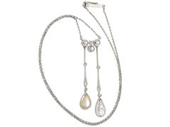 Antiker Diamant- und Perlen-Gelbgold-Anhänger
