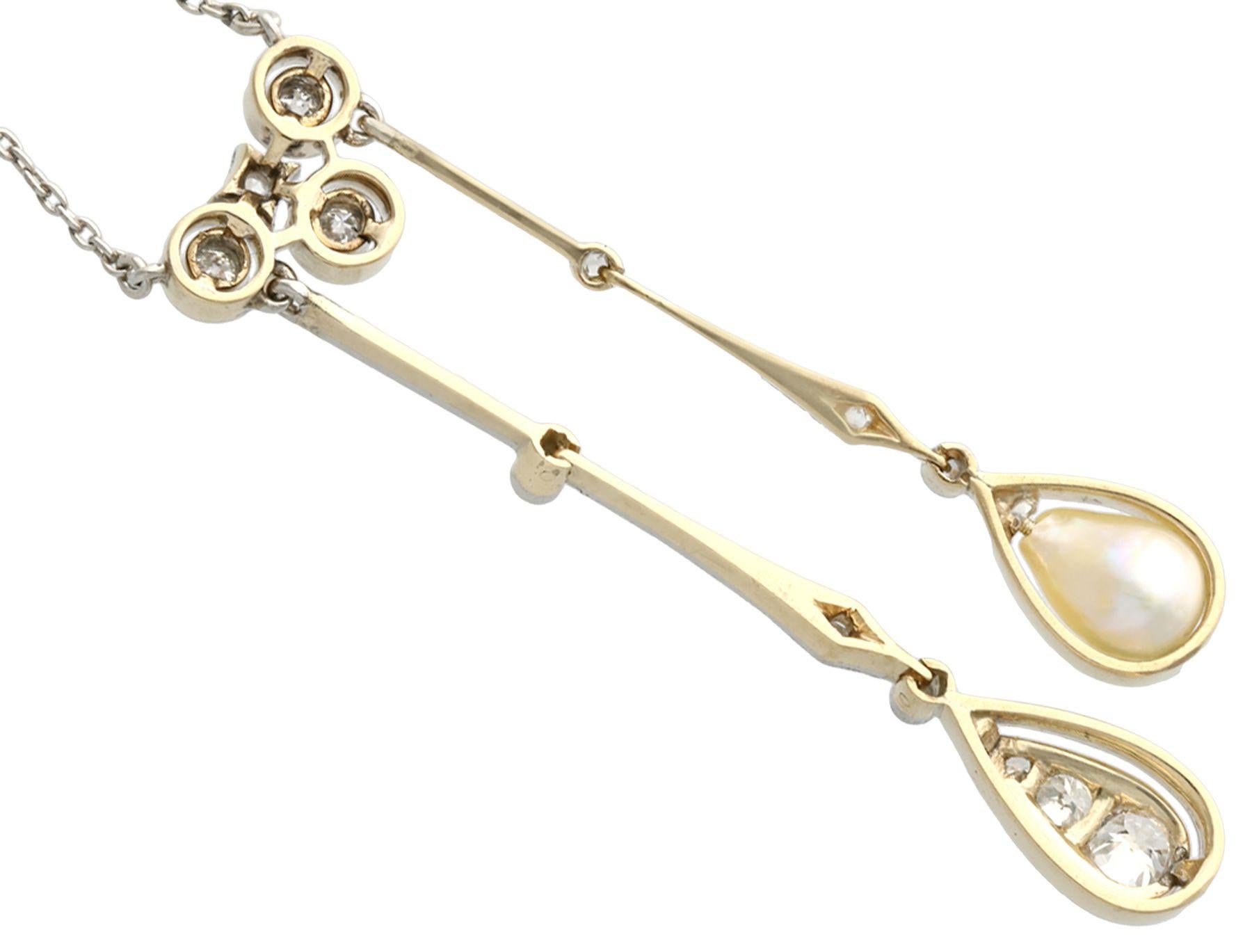 Women's or Men's Antique Diamond and Pearl Yellow Gold Pendant For Sale