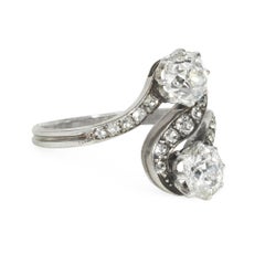 Antiker Ring aus Diamanten und Platin moi et toi