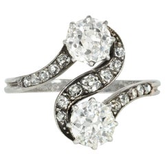 Antiker Ring aus Diamanten und Platin moi et toi