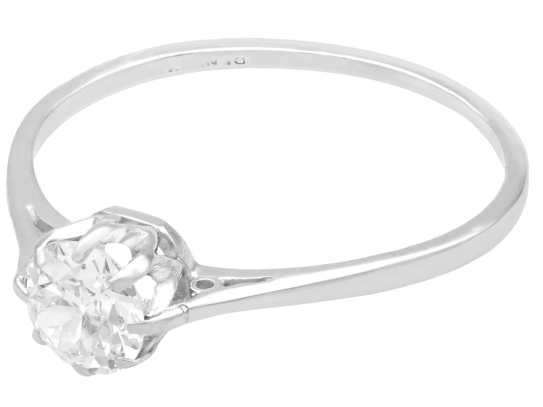 Old European Cut Antique Diamond and Platinum Solitaire Engagement Ring, circa 1930 For Sale