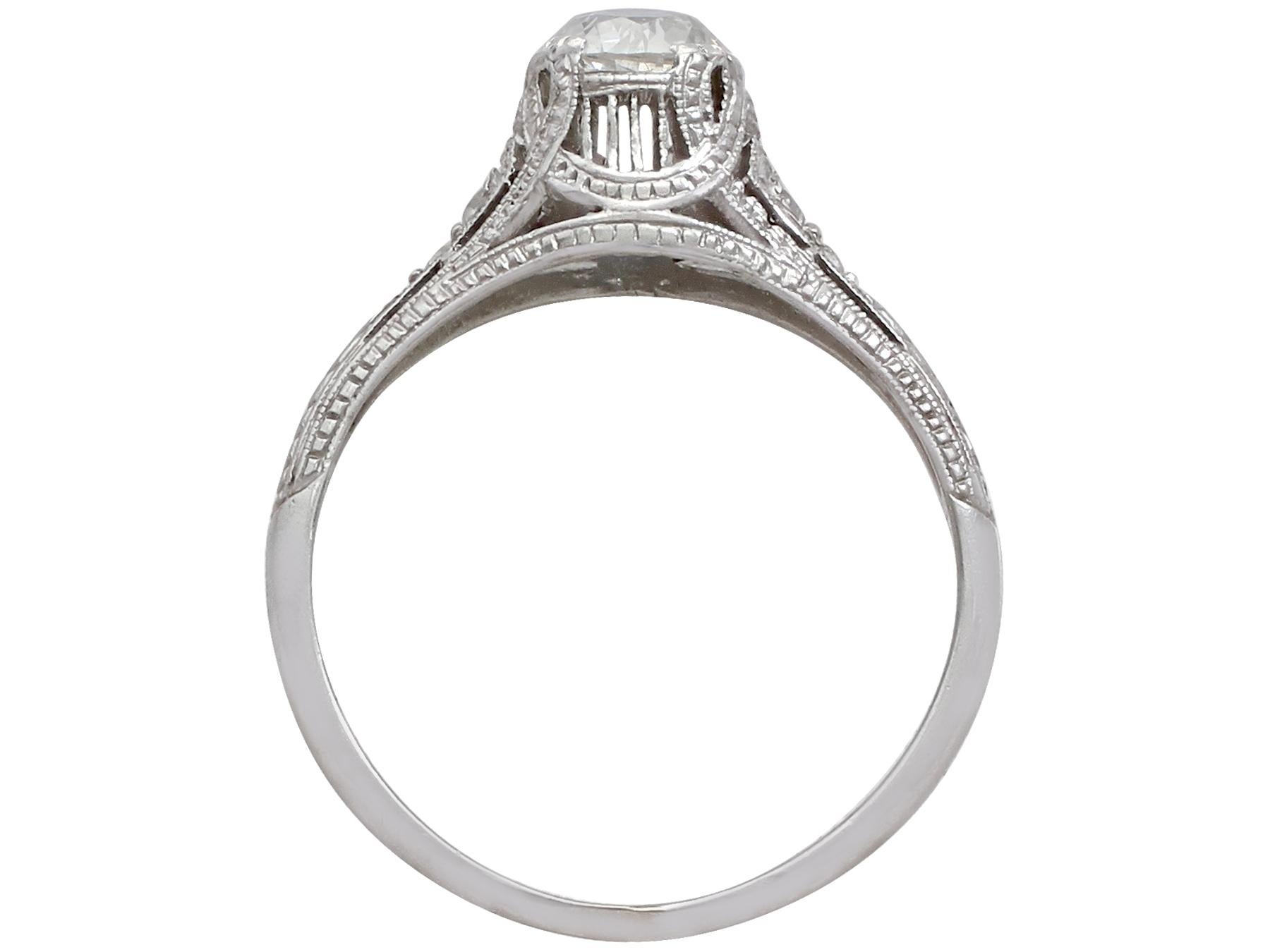 Women's Antique Diamond and Platinum Solitaire Ring, circa 1915