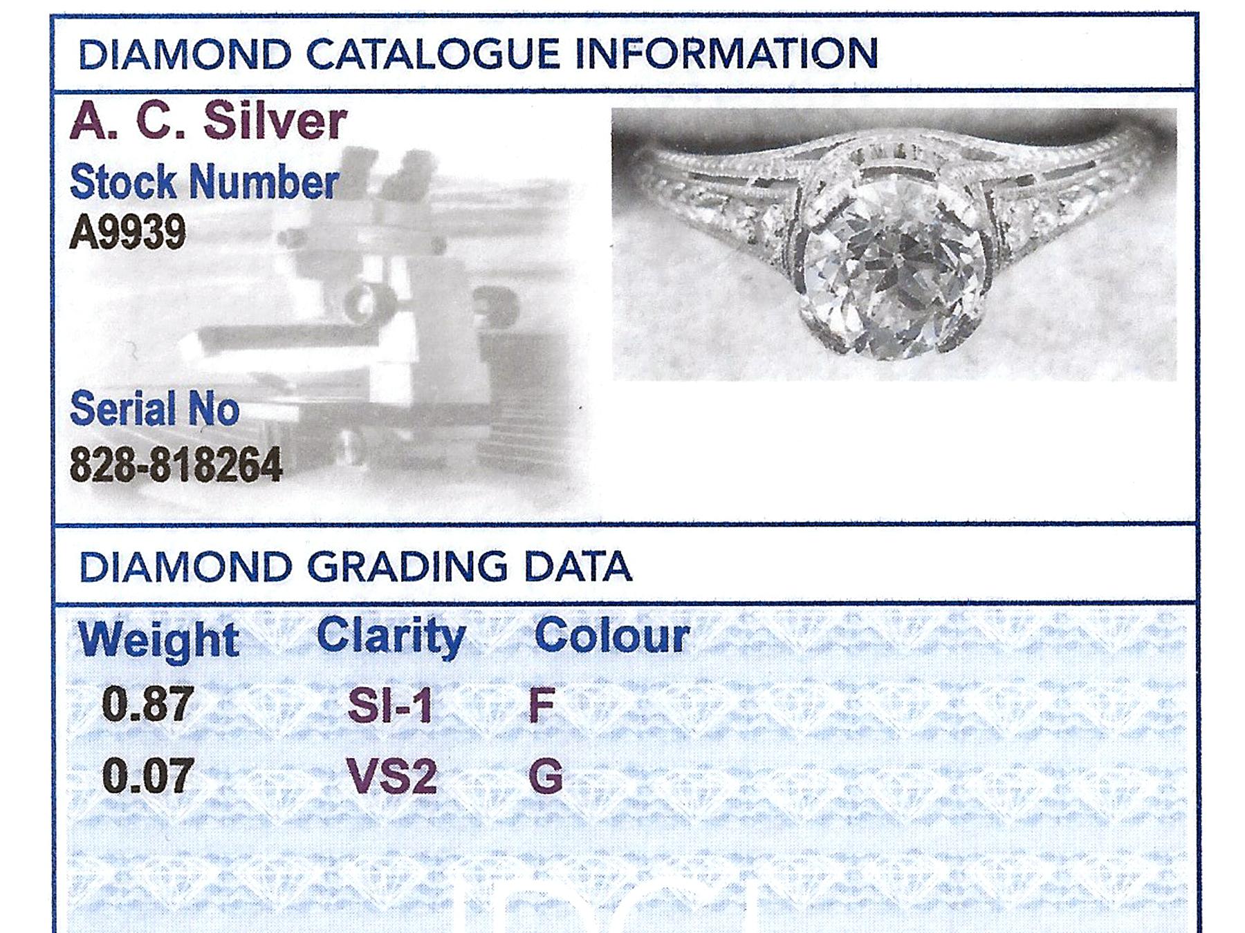 Antique Diamond and Platinum Solitaire Ring, circa 1915 1