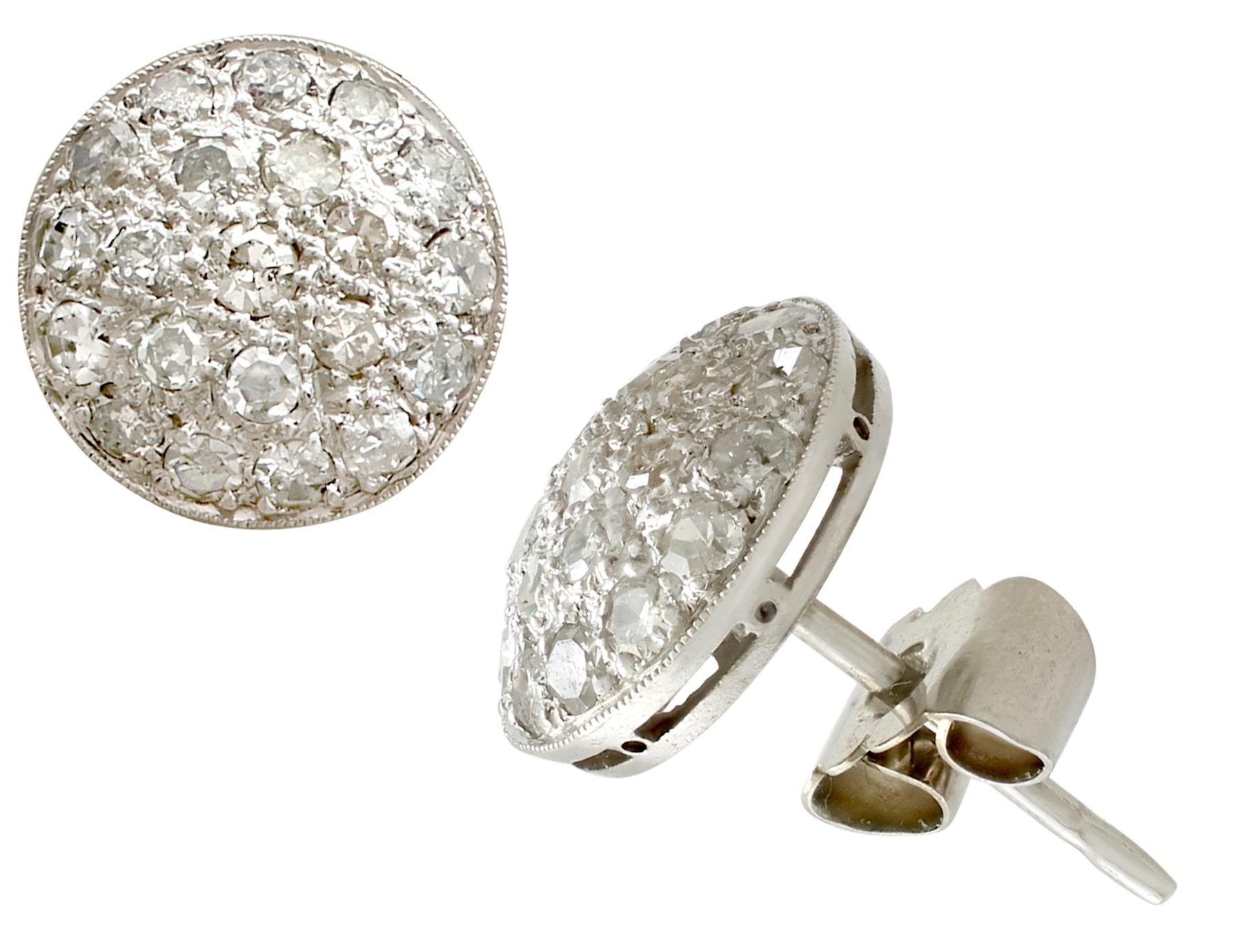 Edwardian Antique Diamond and Platinum Stud Earrings Circa 1930