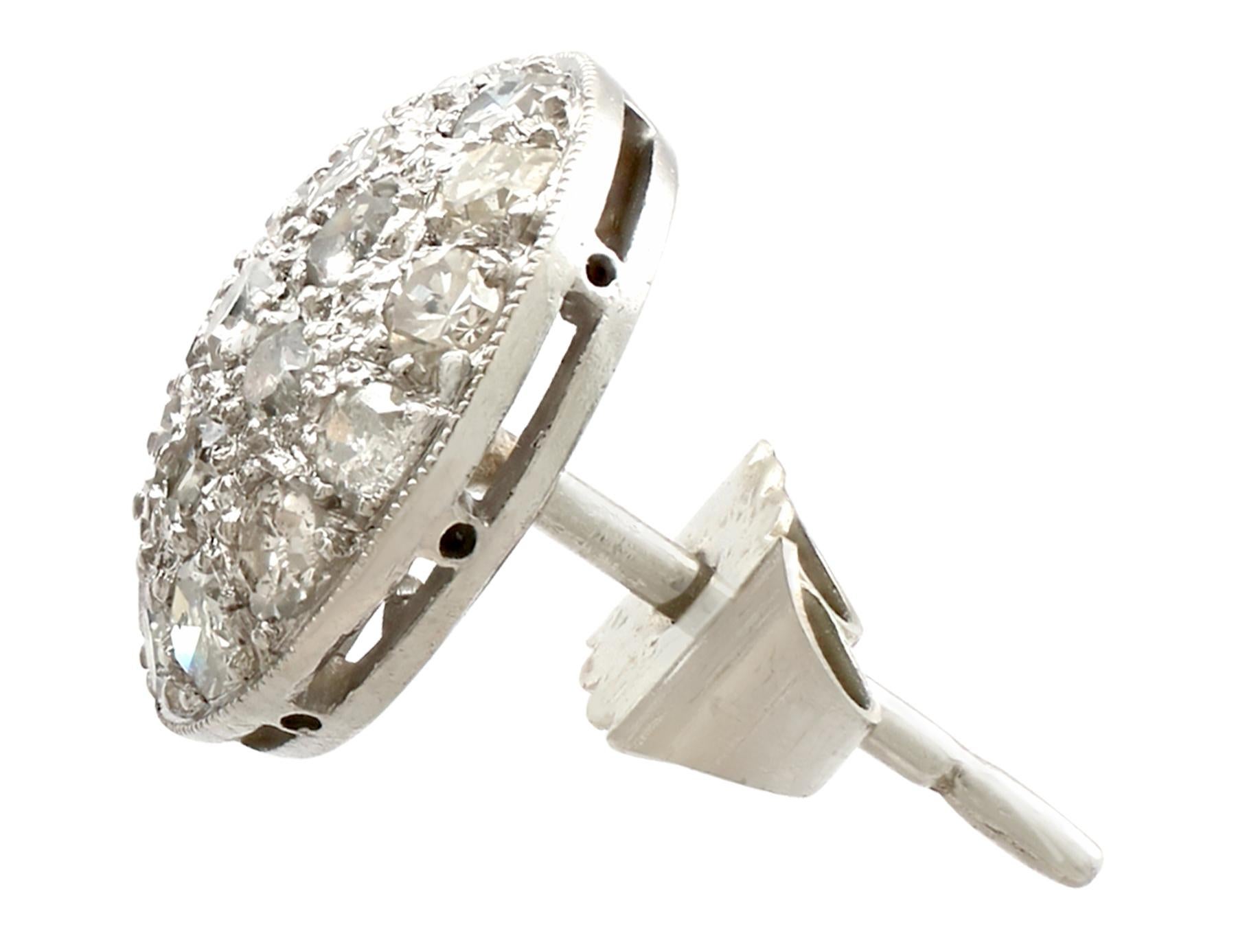 Women's Antique Diamond and Platinum Stud Earrings Circa 1930