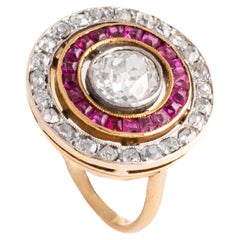 Antique Diamond and Ruby Gold Ring