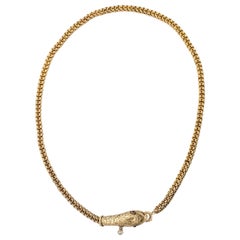 Antique Diamond and Ruby, Gold Snake Necklace