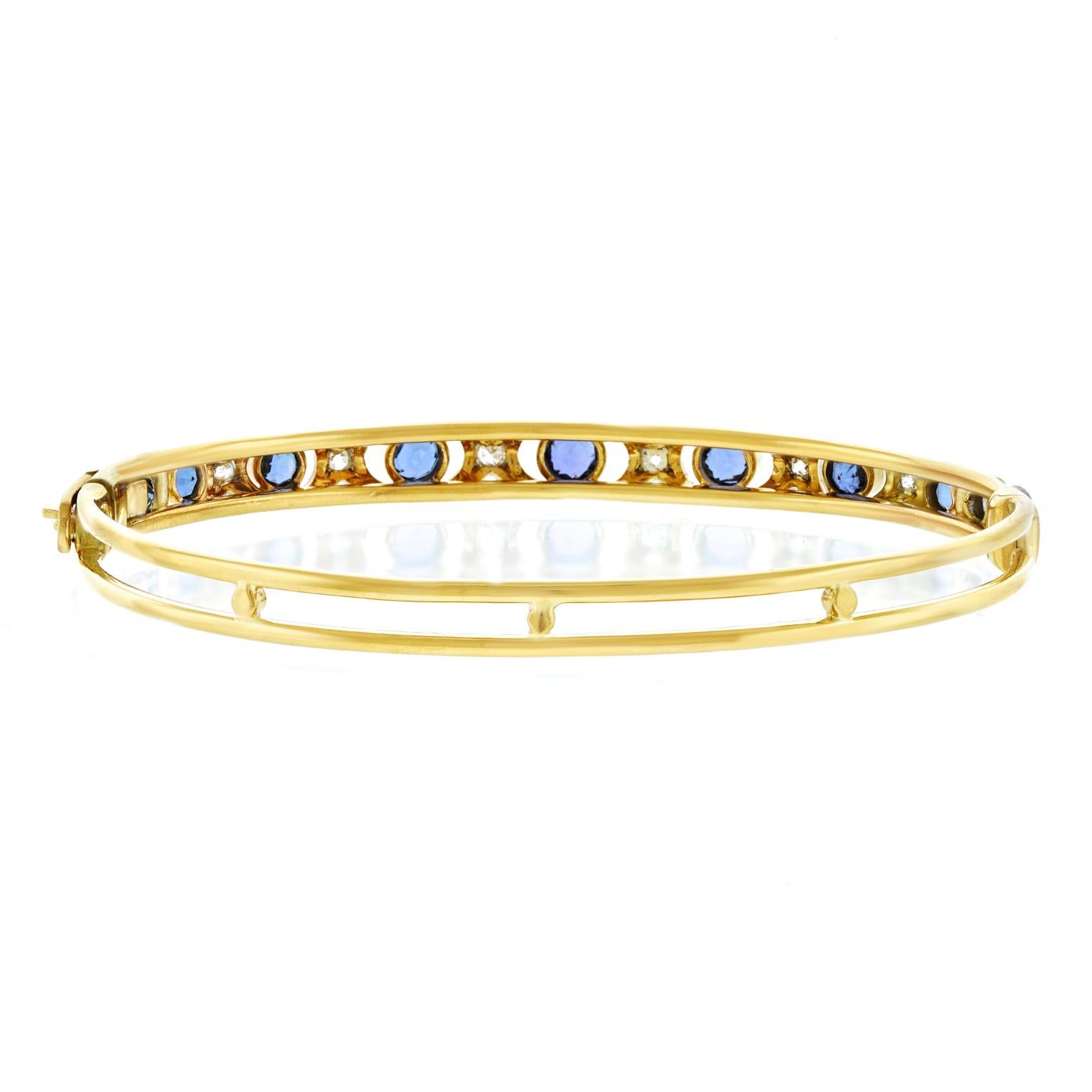 Antique Diamond and Sapphire Bangle Bracelet 4