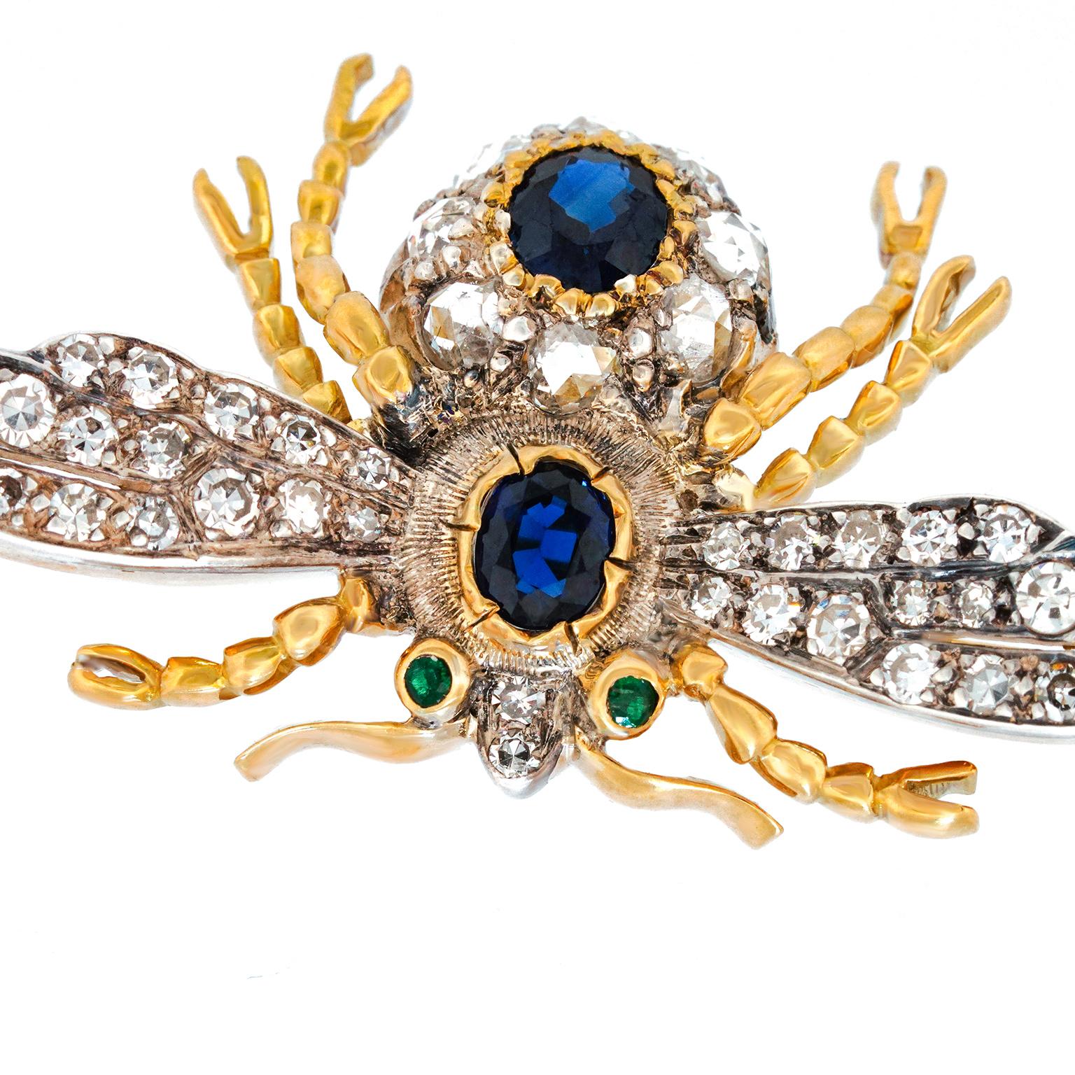 Antique Diamond and Sapphire Bee Brooch 1