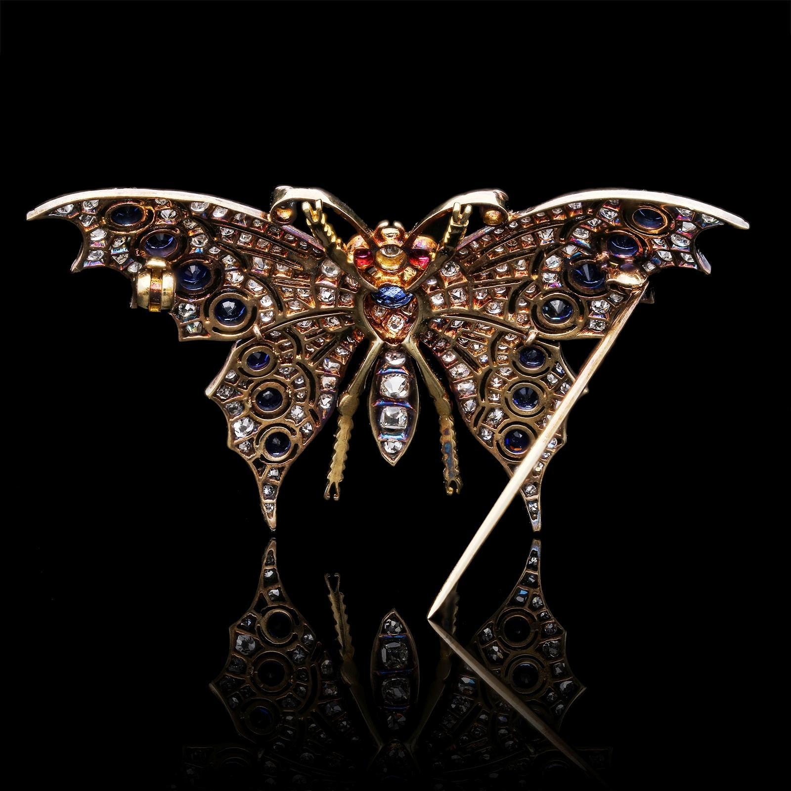 antique diamond butterfly brooch