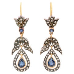 Antique Diamond and Sapphire Earrings