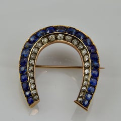 Antique Diamond and Sapphire Horseshoe Brooch