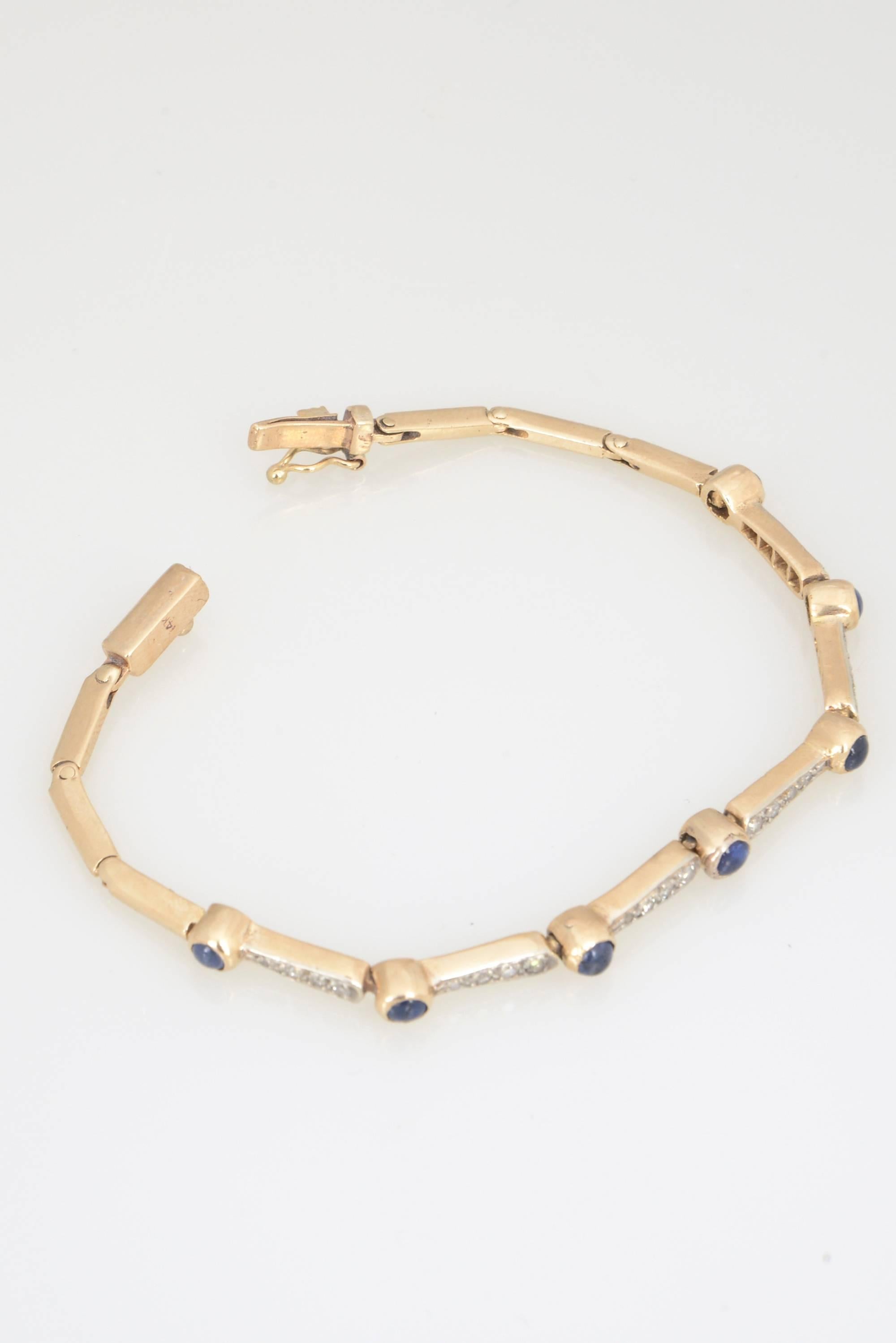 Antique Diamond and Sapphire Line Bracelet In Excellent Condition In Miami Beach, FL
