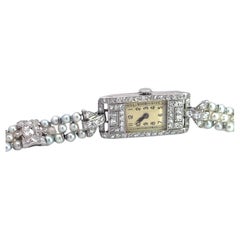 Antique Diamond and Seed Pearl Ladies Watch